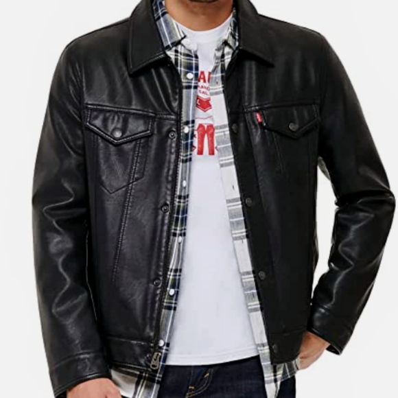 Levi's Faux Leather Varsity Bomber Jacket - Men's - Saddle M